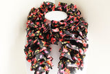 Black with Red Roses Handmade Scarf, Winter Scarf, Long Scarf