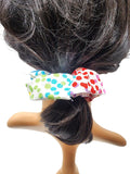 Rainbow Polka Dot Hair Scrunchie, Elastic Cotton Fabric Hair Tie