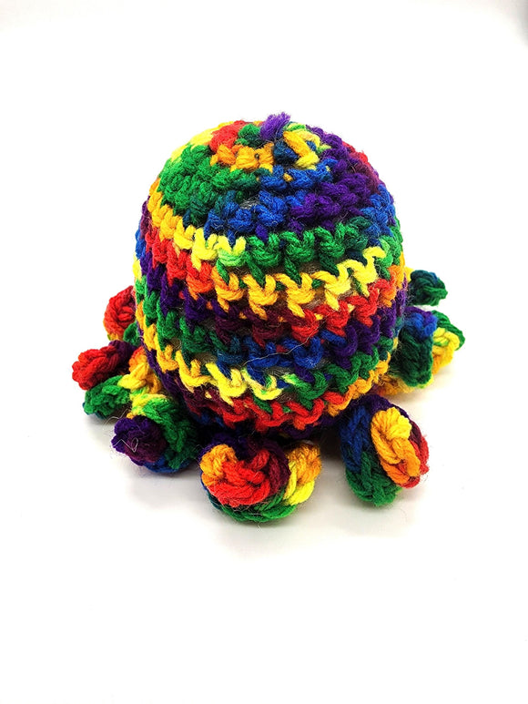 Rainbow Octopus, Stuffed Animal Creature, Hand Crochet Toy Plushie