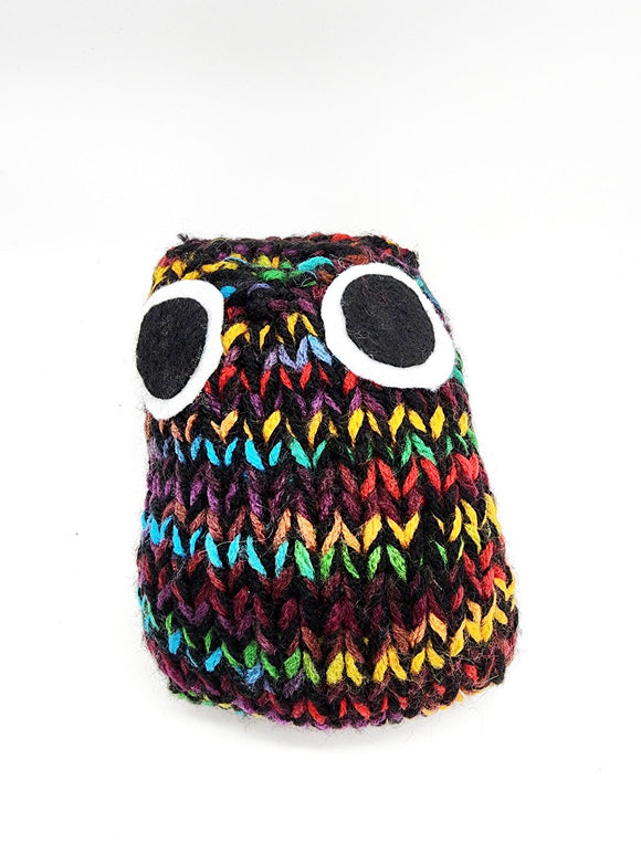 Brown Rainbow Owl Stuffed Toy, Knit Animal Child Toy, Handmade Gift