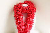 Red and White Polkadot Ruffle Scarf, Handmade Scarf, Winter Scarf, Long Scarf