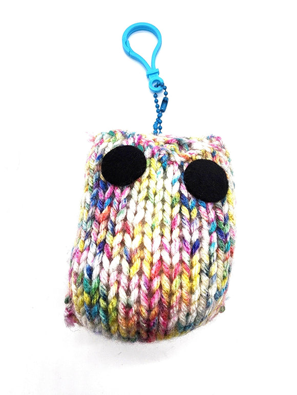 Rainbow Owl Stuffed Toy Keychain, Knit Animal Child Toy, Handmade Gift