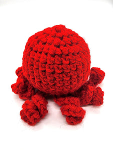 Red Octopus, Stuffed Animal Creature, Hand Crochet Toy Plushie