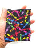 Crayon Fabric Coin Pouch, Small Bag, Coin Purse, Coin Wallet, Change Purse, Printed Fabric