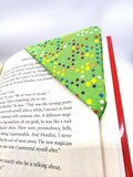 Green Dots Fabric Corner Bookmark, Cup Coaster, Book Corner Marker