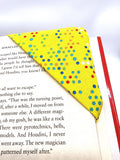 Yellow Dots Fabric Corner Bookmark, Cup Coaster, Book Corner Marker