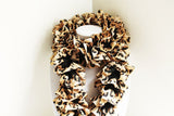 Black and Tan Animal Print Knit Ruffle Scarf, Handmade Scarf, Winter Scarf, Long Scarf