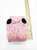 Pink Sequin Owl Stuffed Toy, Knit Animal Child Toy, Handmade Gift