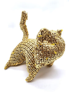 Gold Kitty, Stuffed Animal Cat, Hand Knit Toy Plushie