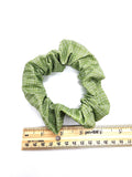 Green Grid Hair Scrunchie, Elastic Cotton Fabric Hair Tie