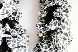 Black and White Animal Print Knit Scarf, Handmade Scarf, Winter Scarf, Long Scarf