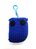 Blue Owl Stuffed Toy Keychain, Knit Animal Child Toy, Handmade Gift