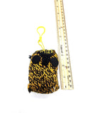 Black and Yellow Owl Stuffed Toy Keychain, Knit Animal Child Toy, Handmade Gift