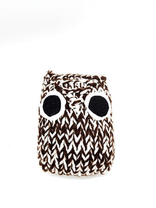 Brown and White Owl Stuffed Toy, Knit Animal Child Toy, Handmade Gift