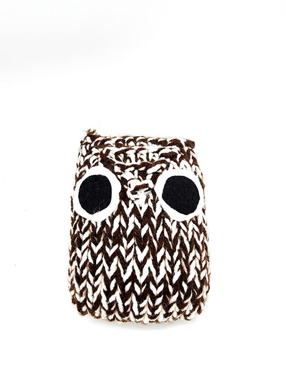 Brown and White Owl Stuffed Toy, Knit Animal Child Toy, Handmade Gift