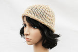 Light Rainbow Knit Beanie Hat, Handmade Hat, Stretch Beanie, Hand Knit Hat