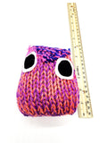 Pink and Purple Owl Stuffed Toy, Knit Animal Child Toy, Handmade Gift