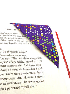 Purple Dots Fabric Corner Bookmark, Cup Coaster, Book Corner Marker