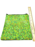 Green Dots Fabric Zip Pouch, Small Bag, Travel Pouch, Cosmetic Pouch, Makeup Bag, Toiletry Bag, Printed Fabric