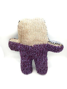 Handmade Knit Purple Beige Blue Large Teddy Bear, Adorable Stuffed Toy for Kids, Unique Child Gift