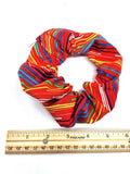 Red Stripes Hair Scrunchie, Elastic Cotton Fabric Hair Tie