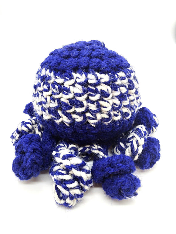 Blue and White Octopus, Stuffed Animal Creature, Hand Crochet Toy Plushie