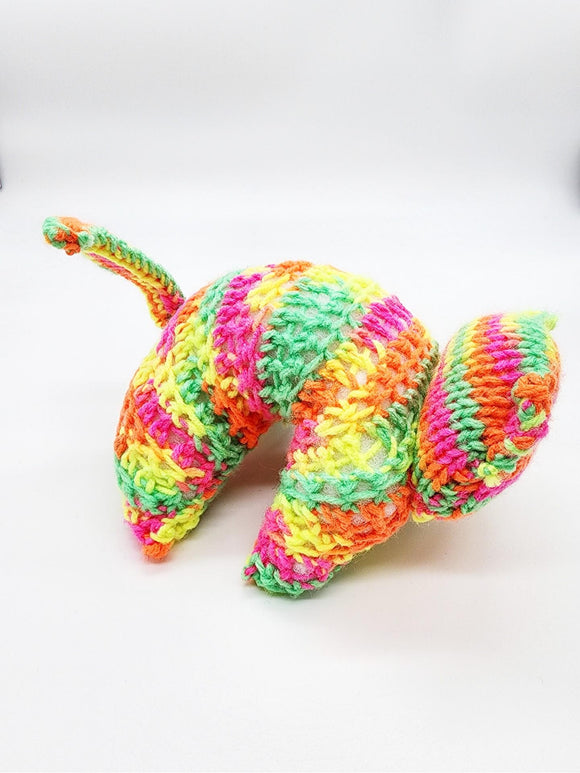 Multicolor Kitty, Stuffed Animal Cat, Hand Knit Toy Plushie