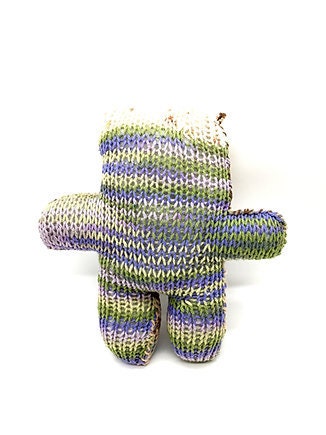 Handmade Knit Green Purple Brown Teddy Bear, Medium Stuffed Toy for Children, Unique Gift Idea