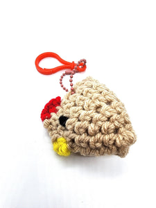 Brown Chicken Keychain, Stuffed Animal, Hand Crochet Toy Plushie