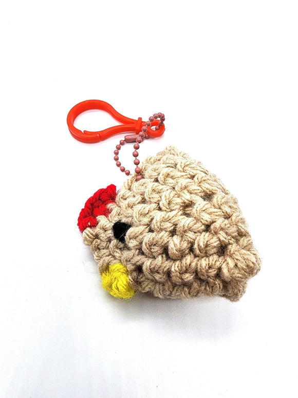 Brown Chicken Keychain, Stuffed Animal, Hand Crochet Toy Plushie