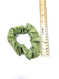 Green Grid Hair Scrunchie, Elastic Cotton Fabric Hair Tie