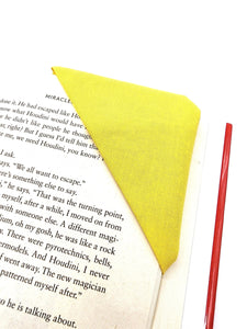 Yellow Fabric Corner Bookmark, Cup Coaster, Book Corner Marker