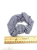 Blue Plaid Hair Scrunchie, Elastic Cotton Fabric Hair Tie