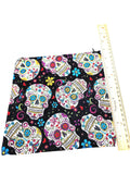 Sugar Skull Fabric Zip Pouch, Small Bag, Travel Pouch, Cosmetic Pouch, Makeup Bag, Toiletry Bag, Printed Fabric