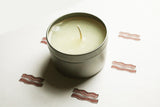 Bacon Scented Candle Vegan Soy Wax, Homemade Home Gift Candles, Tin Container Candle