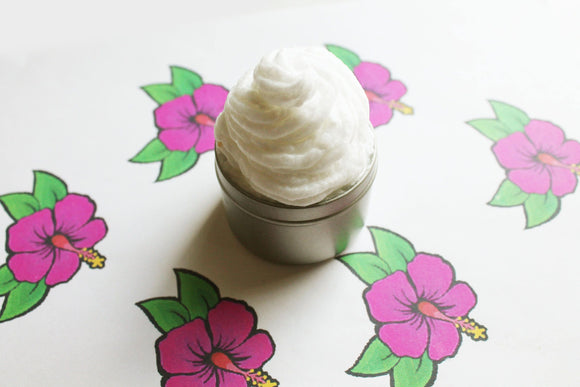 Hibiscus Whipped Body Butter - Scented Vegan Moisturizer - Natural Body Butter - Whipped Lotion - Coconut Oil - Tin Jars