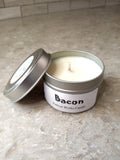 Bacon Scented Candle Vegan Soy Wax, Homemade Home Gift Candles, Tin Container Candle