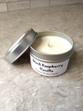 Black Raspberry Vanilla Scented Candle Vegan Soy Wax, Homemade Home Gift Candles, Tin Container Candle, Valentines Gift