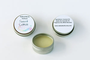 Sweet Lemon Solid Perfume - Scented Natural Perfume - Cologne - Perfume Samples - Coconut Oil - Avocado Oil - Beeswax