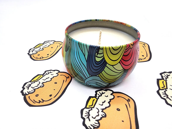 Baked Potato Scented Candle Vegan Soy Wax, Homemade Home Gift Candles, Tin Container Candle, Valentines Gift