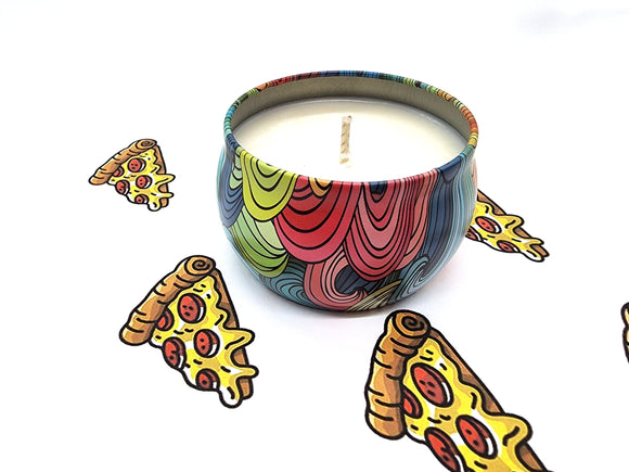 Pizza Parlor Scented Candle Vegan Soy Wax, Homemade Home Gift Candles, Tin Container Candle, Valentines Gift