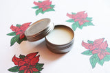 Poinsettia Scented Lip Balm, Shea Butter  Lip Balm, Lip Balm Tin, Lip Balm Favors,, Valentines Gift