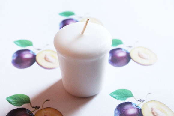 Plum Scented Votive Candle, Paraffin Wax, Home Decor, Votive Candles, Wedding Candles, Candle Favors, Valentines Gift