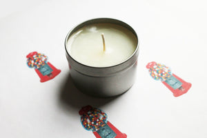 Bubble Gum Scented Candle Vegan Soy Wax, Homemade Home Gift Candles, Tin Container Candle