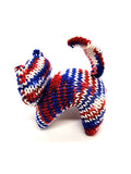 Red, White, Blue Kitty, Stuffed Animal Cat, Hand Knit Toy Plushie