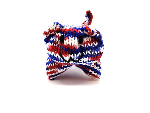 Red, White, Blue Kitty, Stuffed Animal Cat, Hand Knit Toy Plushie