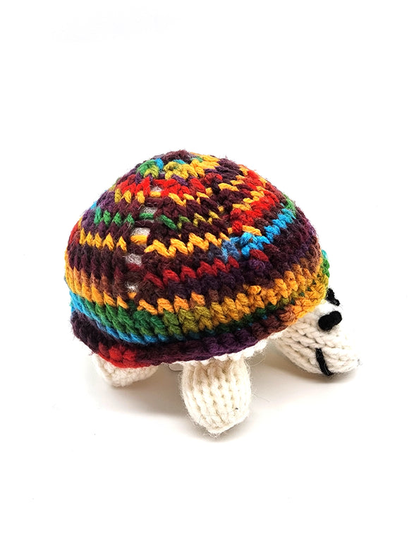 Multicolor Turtle, Stuffed Animal Turtle, Hand Knit Toy Plushie