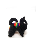 Black Rainbow Kitty, Stuffed Animal Cat, Hand Knit Toy Plushie