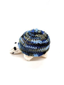 Blue & Brown Turtle, Stuffed Animal Turtle, Hand Knit Toy Plushie