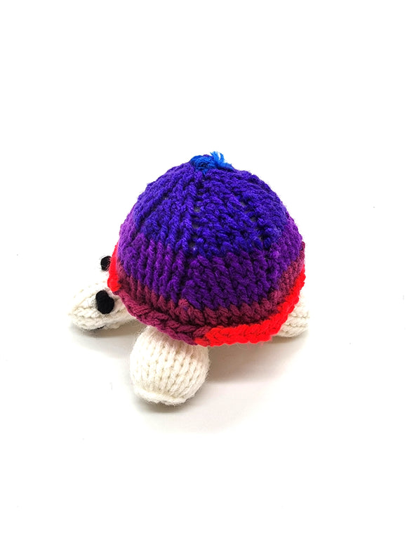 Purple and Red Turtle, Stuffed Animal Turtle, Hand Knit Toy Plushie